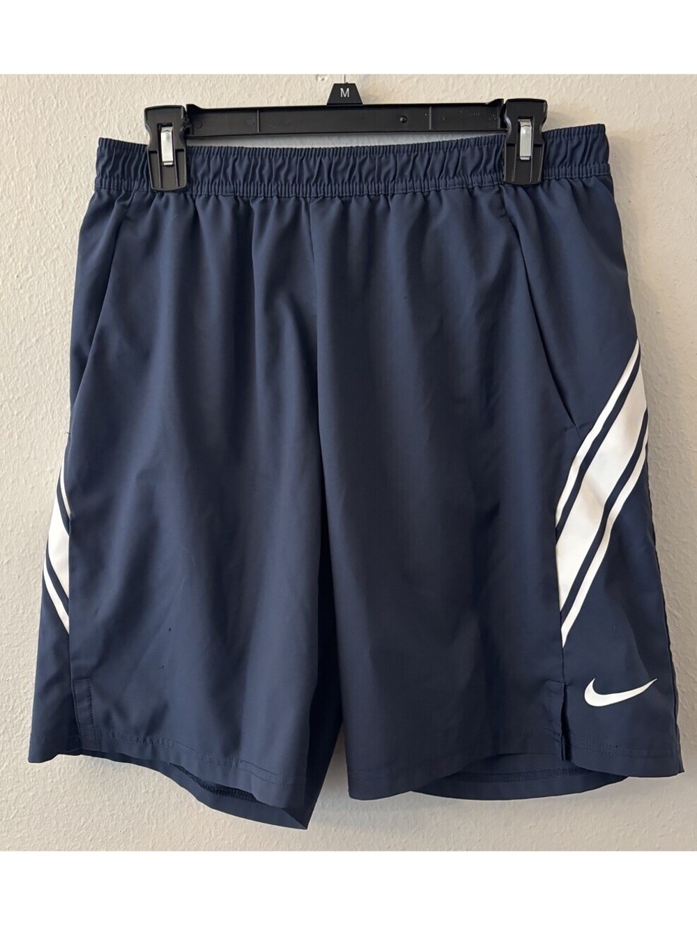 Nike Court Dri-FIT Tennis Shorts Mens Large Navy Blue Striped Athletic Gym Sport